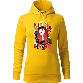 Dámská mikina DOBRÝ TRIKO Dámská mikina s potiskem Raining fire Velikost dámské mikiny: XS, Barva: Žlutá