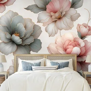 Tapeta Dovido Samolepící fototapeta elegantní pastelové květy s listy