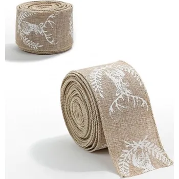 Stuha Vánoční stuha s bílými jeleny, 5 cm × 2 m