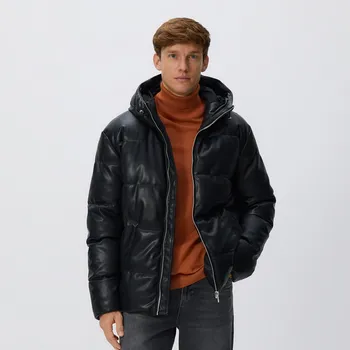 Reserved - Koženková prošívaná bunda - černý - 7133H-99X - 7133H-99X-XXL