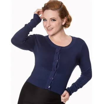 Dámský svetr Banned Retro krátký kardigan Dolly - Blue Velikost: XL (UK 16)