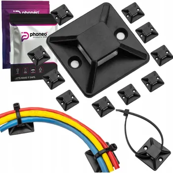 Stahovací páska DRŽÁK ZACZEP ORGANIZER na STAHOVACÍ PÁSKY KABELY SAMOSVORNÉ PÁSKY ČERNÉ 10 Ks