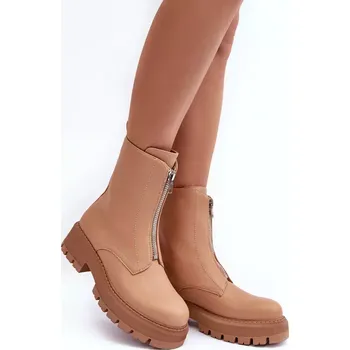 Dámská zimní obuv Kožené ploché kotníkové boty se zipem Camel Vimal Velikost: 40