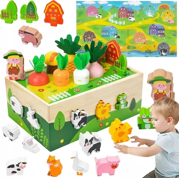 Dřevěná hračka MONTESSORI Dřevěné Vzdělávací Hračky pro Děti 1-3 Roky - Rozvoj Motoriky