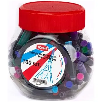 BAREVNÉ NÁPLNĚ do pera Velká SADA 100 Kusů TOMA Krátké NÁPLNĚ