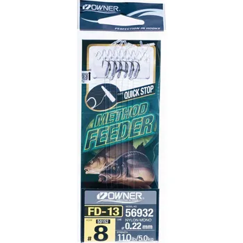 Rybářský háček Háčky na krmení, s návazcem, s protihrotem Owner Method Feeder FD-13 6 ks