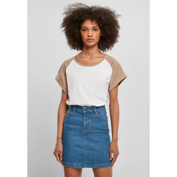 Dámské tričko Dámské kontrastní raglánové tričko bílé/softtaupe Urban Classics šedá 2539172