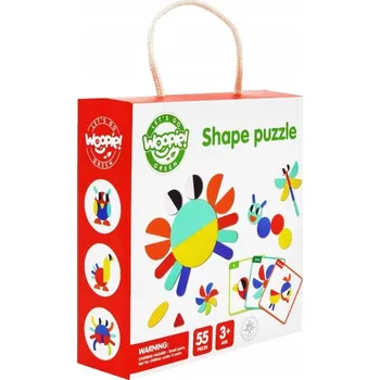 Dřevěná hračka Woopie Zelená dřevěná skládačka Montessori, 40 vzorů k sestavení, 55 dílků