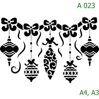Plastová šablona pro malování - Vánoce - Baňky (A023) - A4 , Nelepící folie