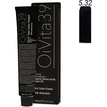 Barva na vlasy OiVita39 Hair Color Cream with Ammonia 5.32 - Profesionální krémová barva na vlasy s amoniakem 100 ml