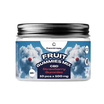 CBD Canntropy CBD jahodové gummies přinášejí lahodnou chuť ovoce s 100 mg CBD v každém kousku.