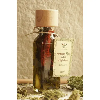 Rostlinný olej Dobré Konopí Konopný olej s chilli a bylinkami 100 ml