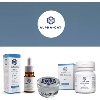CBD CBD balíček kombinující základní produkty značky Alpha-CAT - 4% CBD olej 1200mg 30ml, 600mg CBD kapsle a 1000mg CBD krystaly.