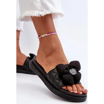 Dámské žabky Dámské pantofle se zdobením na nízké platformě, černá cedrella Velikost: 40