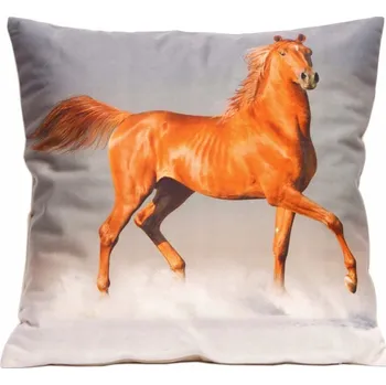 Povlak na dekorativní polštářek Velurový povlak na polštář 40x40 cm KONĚ Dekorativní povlak