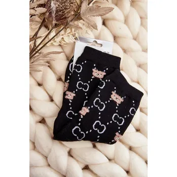 Pánské ponožky Teplé Bavlněné Ponožky S Medvídky, Černá 38-41