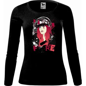 Dámské tričko DOBRÝ TRIKO Dámské bavlněné triko Raining fire Velikost: 3XL, Barva: Černá