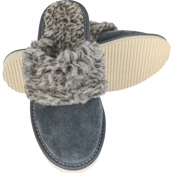 Dámská obuv Domácí pantofle Vlněné Kožené Papuče Loutky Pantofle Zimní Popelavá 41