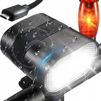 Cyklosvítilna PŘEDNÍ LED SVĚTLO NA KOLO AKUMULÁTOROVÉ + ZADNÍ SILNÉ SVĚTLO S KABELEM