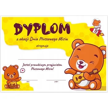 DIPLOM DO ŠKOLKY - DEN MEDVÍDKA - FORMÁT A4