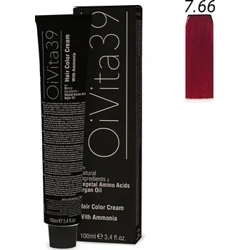 Barva na vlasy OiVita39 Hair Color Cream with Ammonia 7.66 - Profesionální krémová barva na vlasy s amoniakem 100 ml
