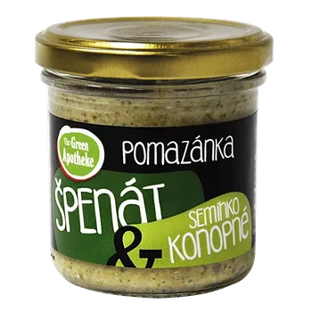 Rostlinná pomazánka Rostlinná pomazánka se špenátem a hráškem s přídavkem konopných semínek. Vhodné pro vegany.