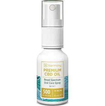 Vonný olej Harmony CBD olej ve spreji 500 mg, 15 ml, Máta