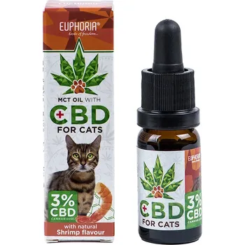 Přírodní produkt Euphoria CBD konopný olej pro kočky 3%, 300 mg, 10 ml - příchuť krevety