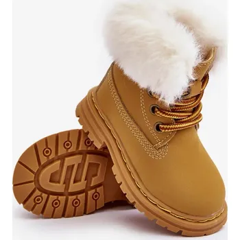 Dívčí sněhule Dětské boty Trappers na zip s kožešinou Camel Gerande Velikost: 27