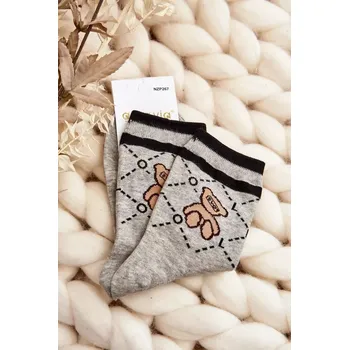 Pánské ponožky Vzorované dámské Ponožky S Medvídkem, šedá 35-38
