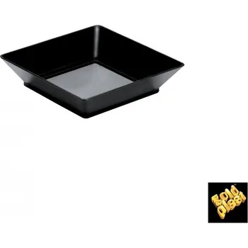 Jednorázové nádobí Gold Plast Finger food černý talířek VASSOIO 6,5 x 6,5 cm 45 ml (25 ks)