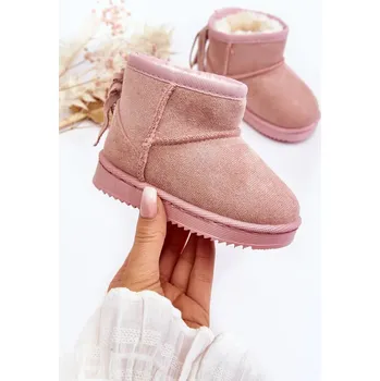 Dívčí sněhule Dětské zateplené sněhule s třásněmi, růžová Mikyla 32