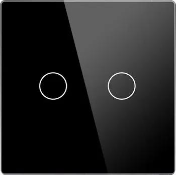 vypínač SKLENĚNÝ PANEL 86mm PRO DOTYKOVÉ SPÍNAČE SVĚTLA 2G DVOJITÝ ČERNÝ