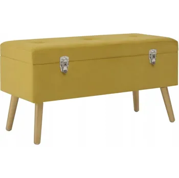 Zahradní lavice Sametová lavice hořčicové barvy s úložným prostorem, 80x34x42 cm, zlaté nohy