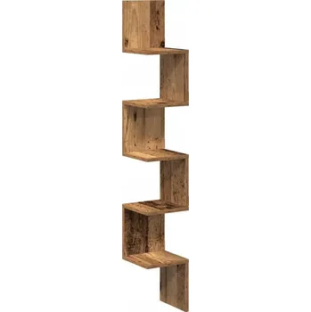 police Rohová nástěnná police 20x20x127,5 cm, barva staré dřevo