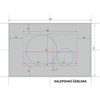 Revizní dvířka Šablona samolepicí pro výřez tlačítka pod obklad