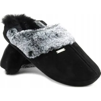 Dámské pantofle AMERICAN CLUB SL04 TEPLÉ MĚKKÉ PANTOFLE PANTOFLE DÁMSKÉ ČERNÉ 37
