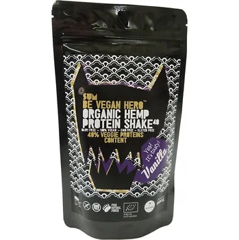 Protein SUM BE VEGAN HERO VANILLA výživný BIO konopný protein s vanilkovým extraktem. Jemně oslazený nektarem z kokosových květů. Chutný a výživný, rychlá příprava! 40% podíl bílkovin.