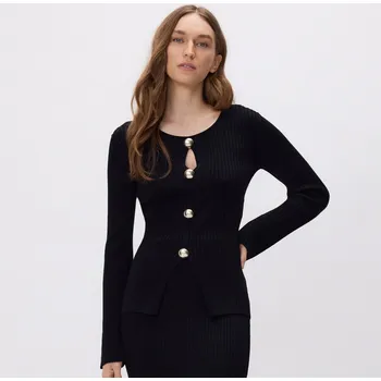 Dámský svetr Reserved - Kardigan s ozdobnými knoflíky - černý - 658HO-99X - 658HO-99X-M