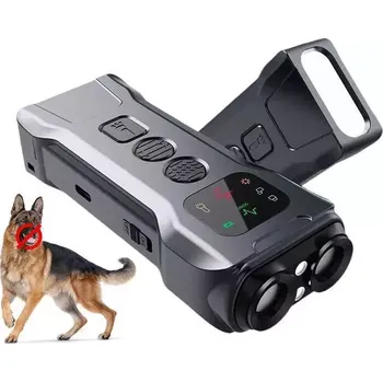 Odpuzovač zvířat TopTechnology P9 Dvojité Ultrazvukové Odpuzovač Psů Dobíjecí Zařízení proti Štěkání s Barevným Displejem a LED Světlem (Černé)