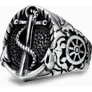 Prsten Prsten z chirurgické oceli Kotva a Kormidlo - Velikost prstenu 70 (US 13)