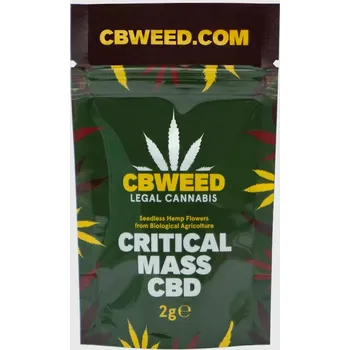 CBD CBD květ odrůdy technického konopí Critical Mass.