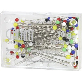 Galant Špendlíky se skleněnou hlavičkou - barevné - 0,5x35mm - krabička 10g