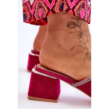 Dámské žabky Semišové pantofle na vysokém podpatku S.Barski Fuchsia Velikost: 36