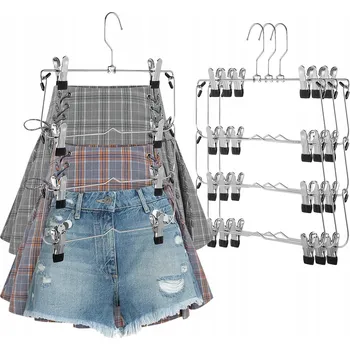 Věšák VĚŠÁK NA 4 PÁRY KALHOTŮ UPÍNANÉ ŽABÍ VĚŠÁKY NA KALHOTY, SUKNĚ 4KS