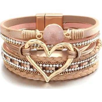 Náramek IZMAEL Náramek AG 38811 Heart Béžová/Zlatá/Typ2 KP38811