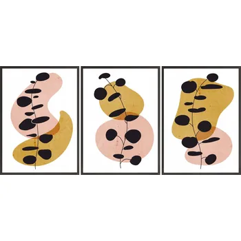 Obraz Postery + RÁMY 3x 24x33 abstrakt rostliny výběr