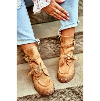 Dámská zimní obuv Dámské Kotníkové Boty Lu Boo Semišové s vykrojením Camel Rock Girl 38