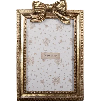 Rám na obraz Zlatý antik fotorámeček zdobený mašlí - 13*3*20 cm / 10*15 cm