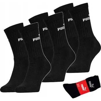Puma Pánské Ponožky Dlouhé Crew Socks Set Bavlna Černé 3 páry 43/46